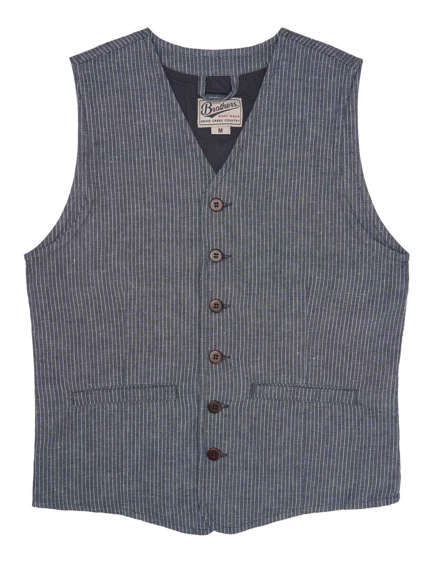 Pike Brothers 1905 Hauler Vest Grey Striped Linen