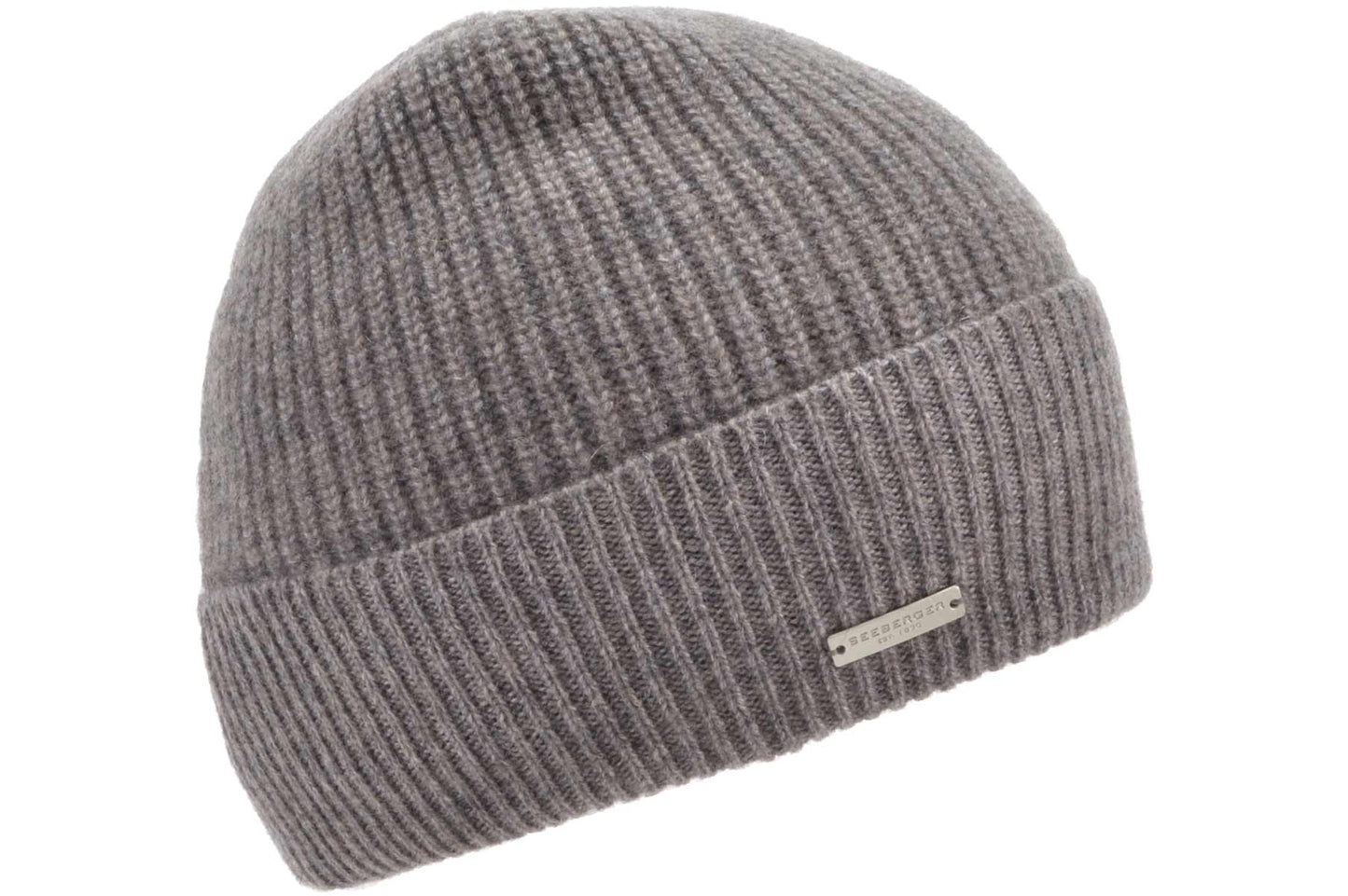Seeberger Cashmere Beanie with Turn-up Rib Taupe