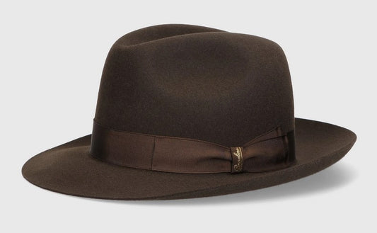 Borsalino Marengo Furfelt Fedora Brown