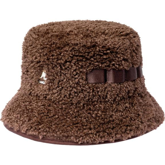 Kangol Faux Shearling Utility Bucket Brown