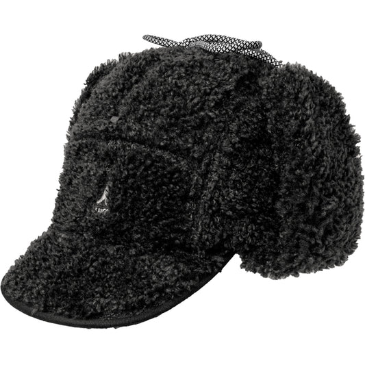 Kangol Faux Shearling Utility Flap Cap Black