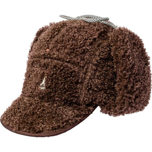 Kangol Faux Shearling Utility Flap Cap Brown