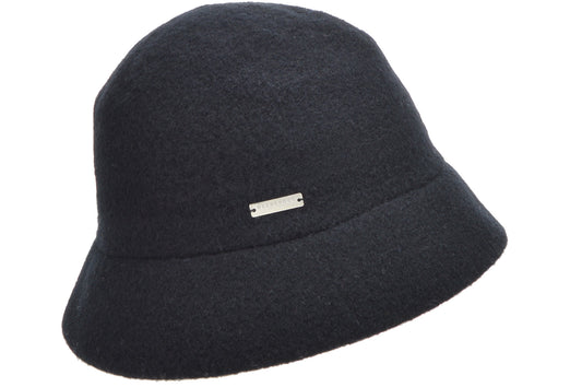 Seeberger Boiled Wool Cloche Black