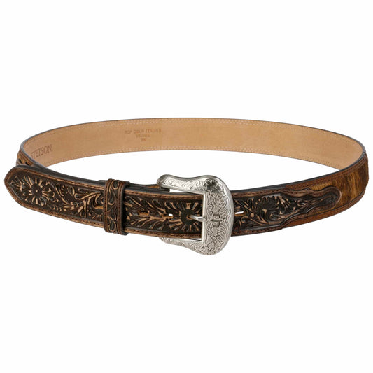 Stetson Hair-on-Hide Tooled Leather Belt 6