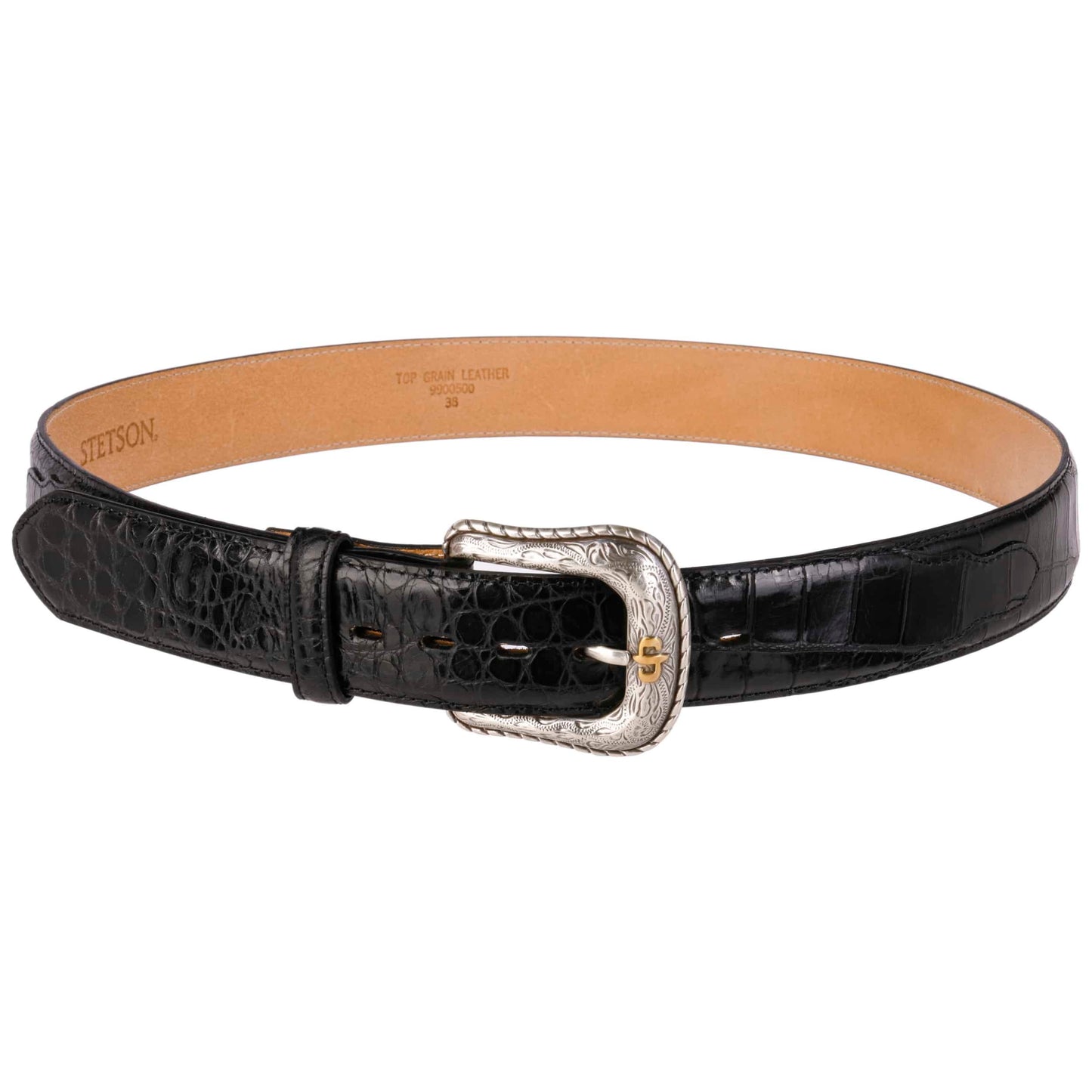 Stetson Caiman Embossed Leather Belt 1