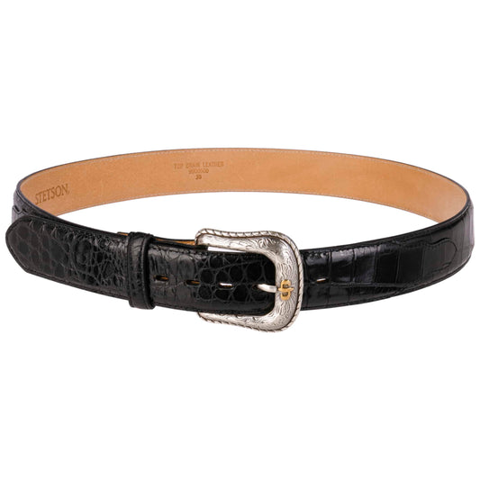 Stetson Caiman Embossed Leather Belt 1