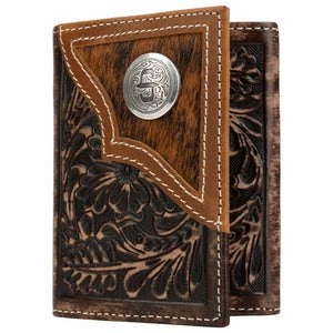 Stetson Hair-on-Hide Concho Leather Tri-fold Wallet 6