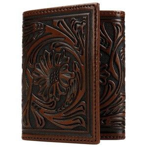 Stetson Tooled Leather Tri-fold Wallet 6