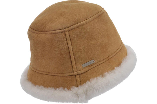 Seeberger Shearling Bucket Hat Camel