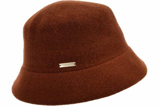 Seeberger Boiled Wool Cloche Nut Brown