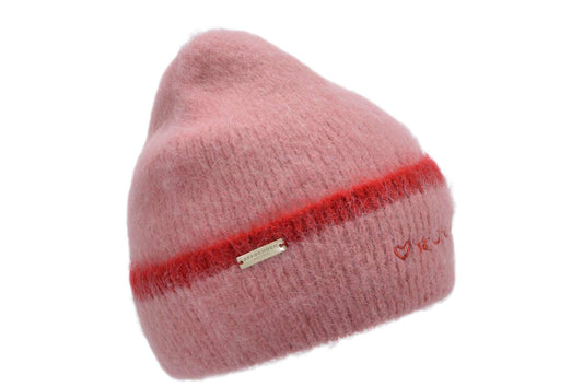 Seeberger Turn-Up Beanie Alpaca Pink/Ruby Red